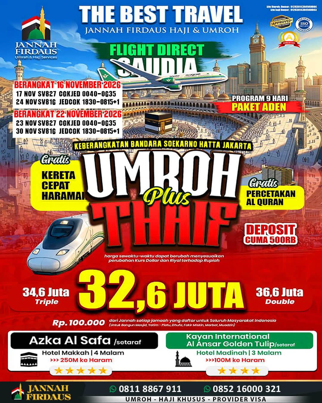 Umroh 9 Hari 2026 Aden 22 November 2026