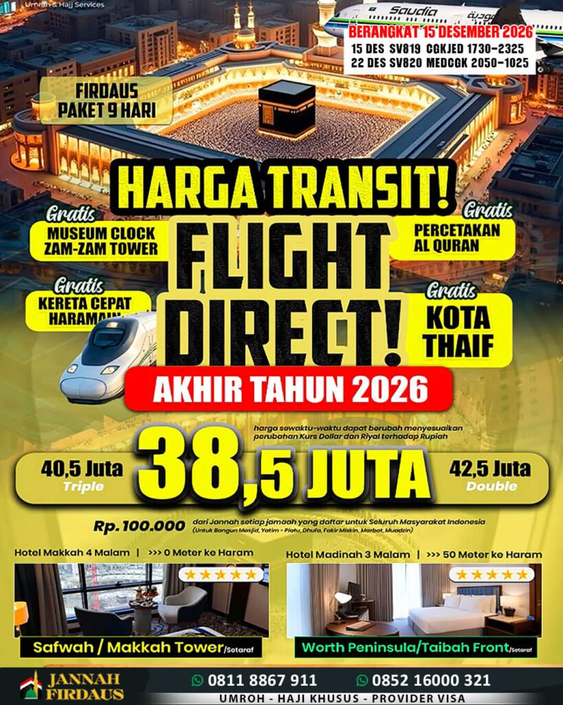 Umroh 9 Hari 2026 Firdaus 15 Desember 2026