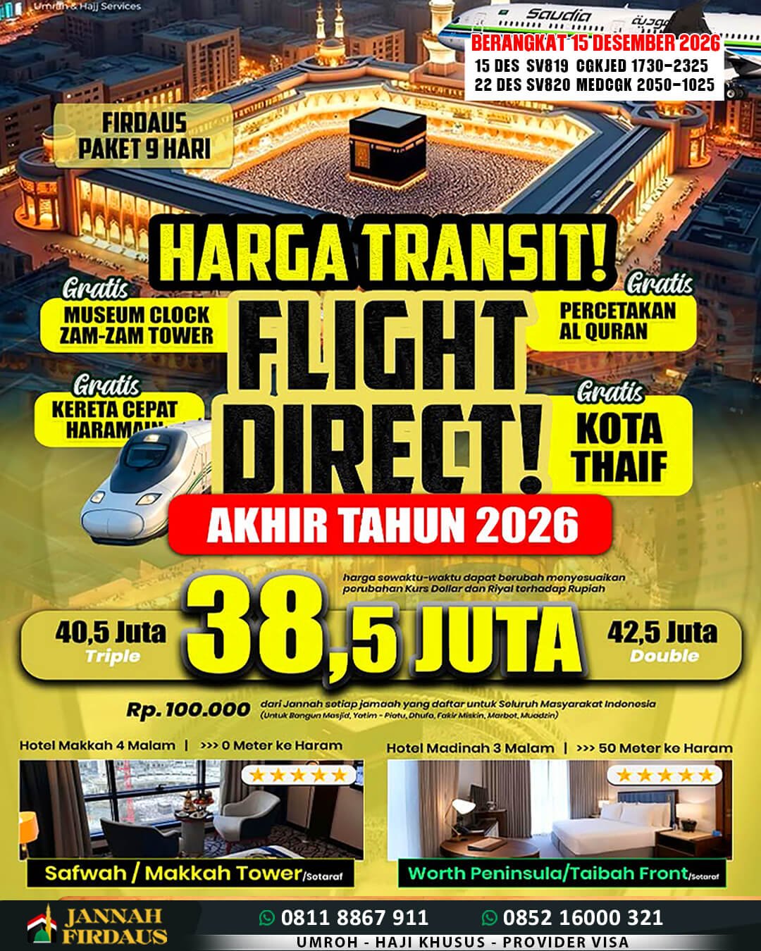 Umroh 9 Hari 2026 Firdaus 15 Desember 2026