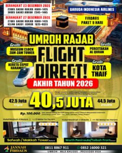 Umroh 9 Hari 2026 Firdaus 23 Desember 2026