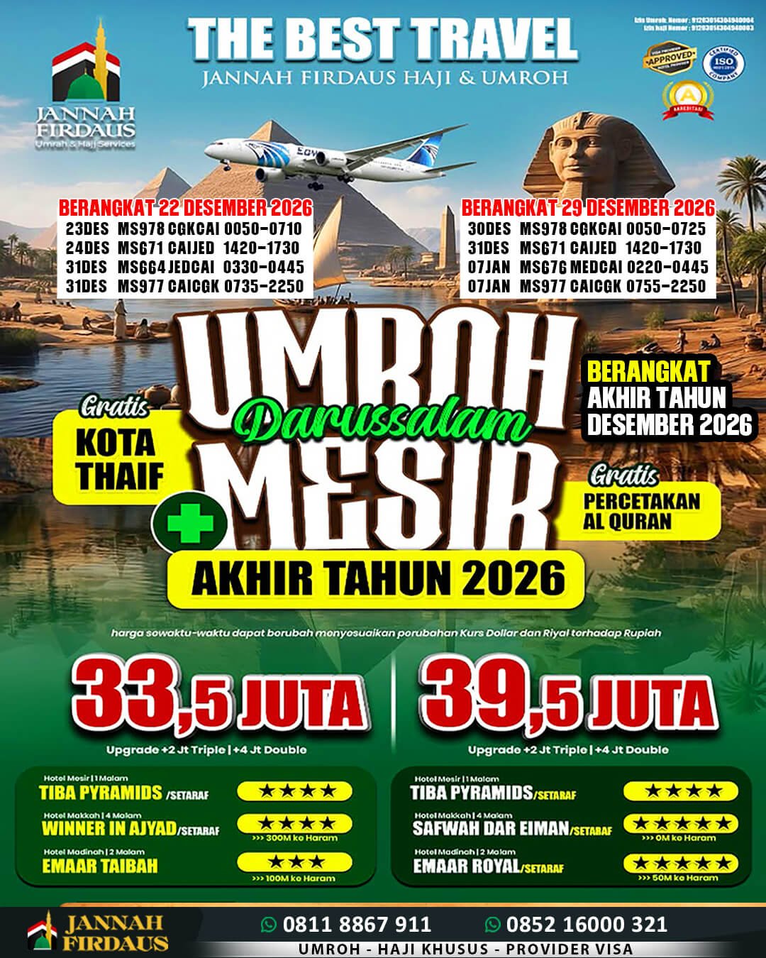Umroh Plus Mesir 10 Hari 22 Desember 2026