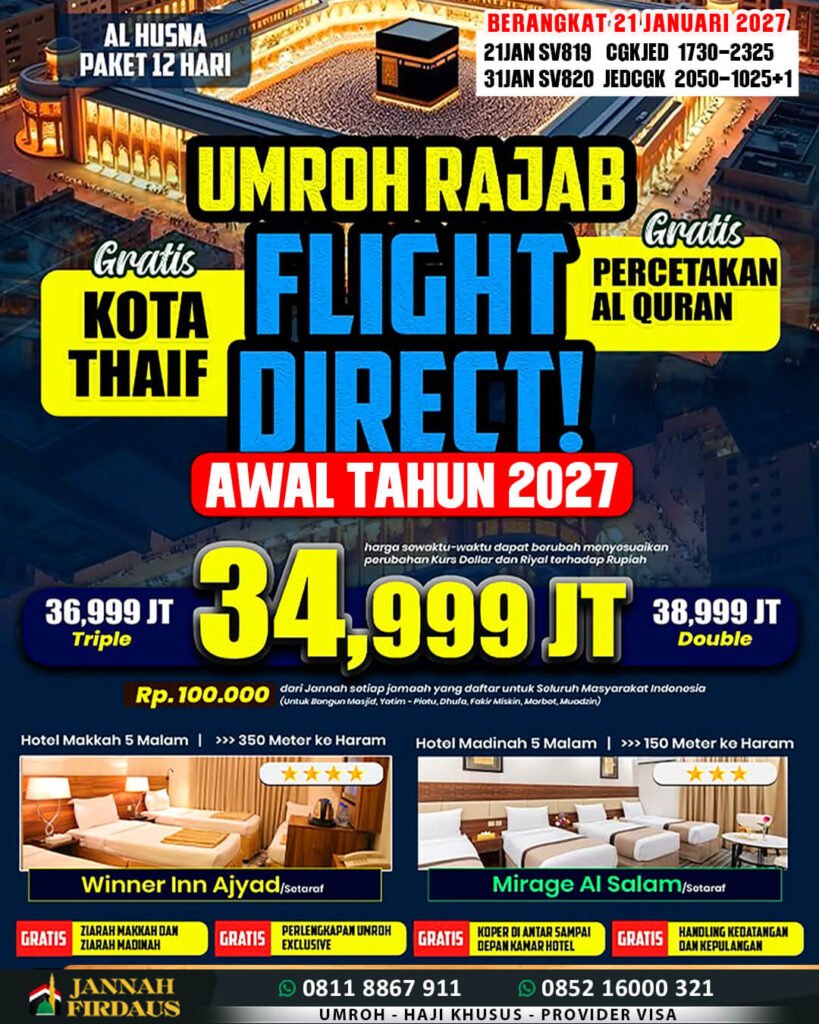 paket umroh 12 hari alhusna 21 januari 2027 umroh haji travel jannah firdaus