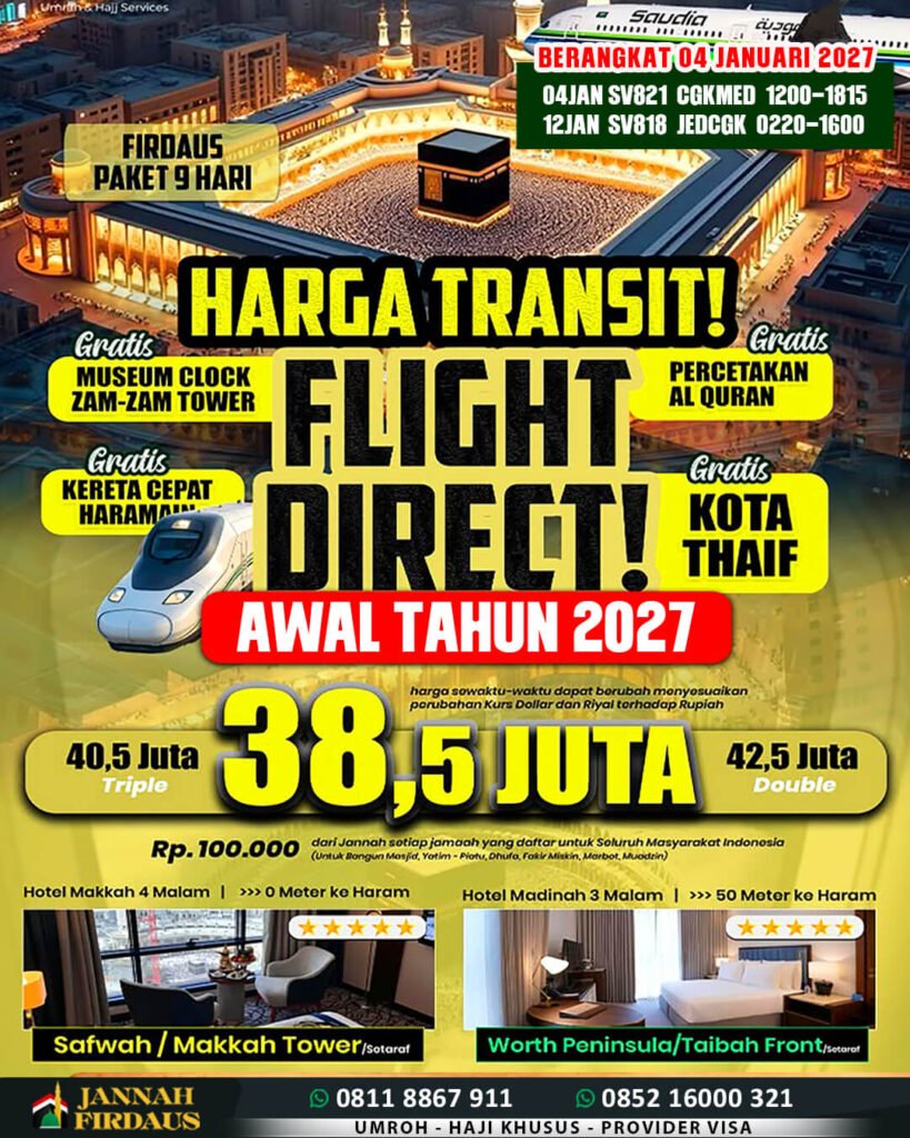 umroh 9 hari 2027 firdaus 4 januari 2027 umroh haji travel