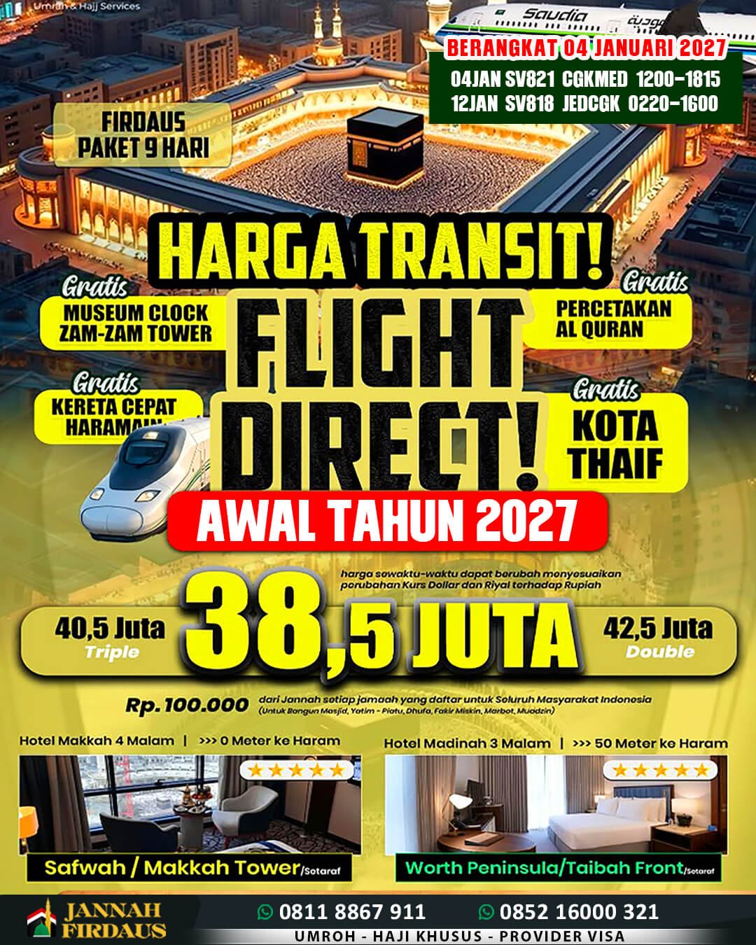 umroh 9 hari 2027 firdaus 4 januari 2027 umroh haji travel