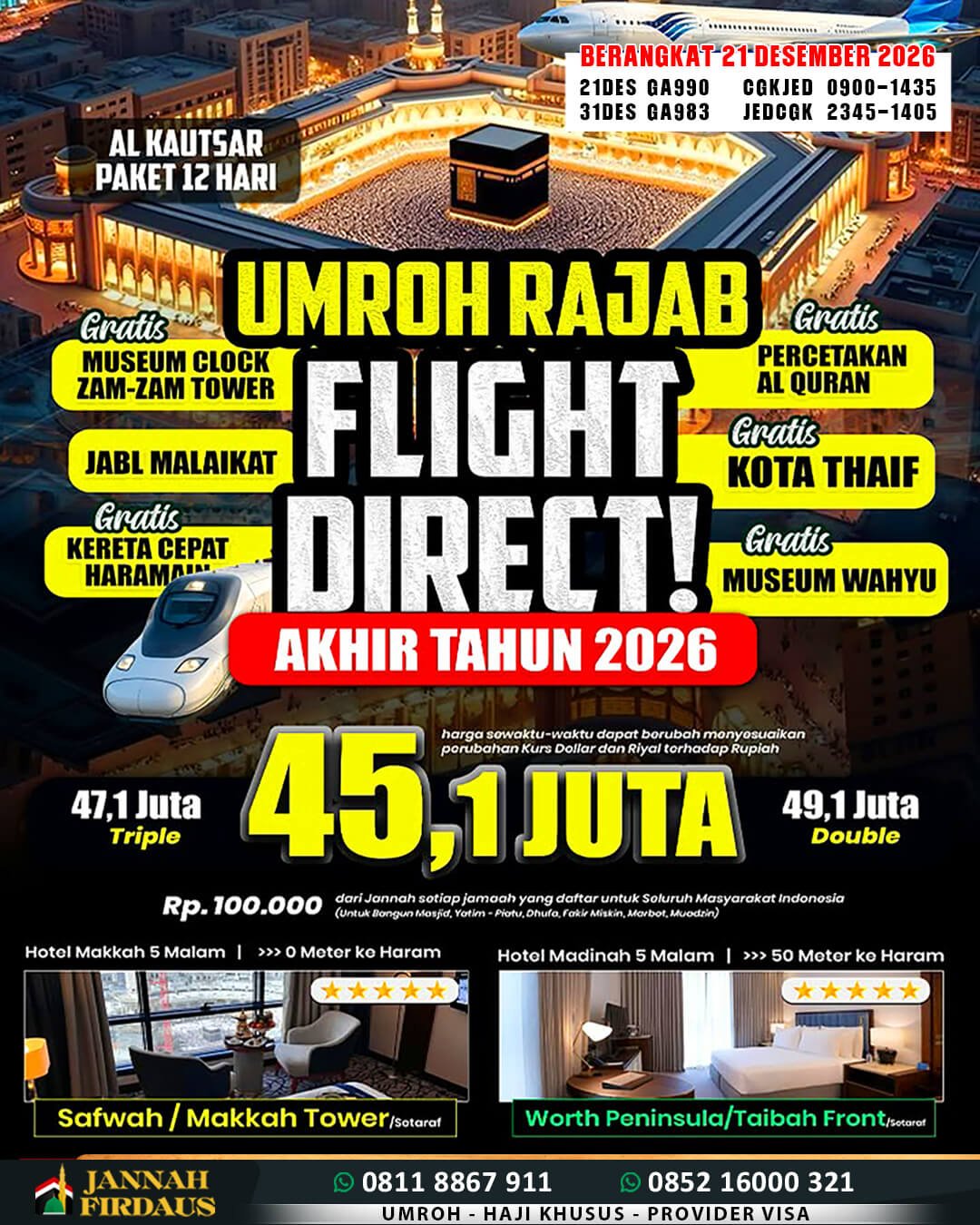 umroh haji travel jannah firdaus paket umroh 12 hari alkautsar 21 desember 2026